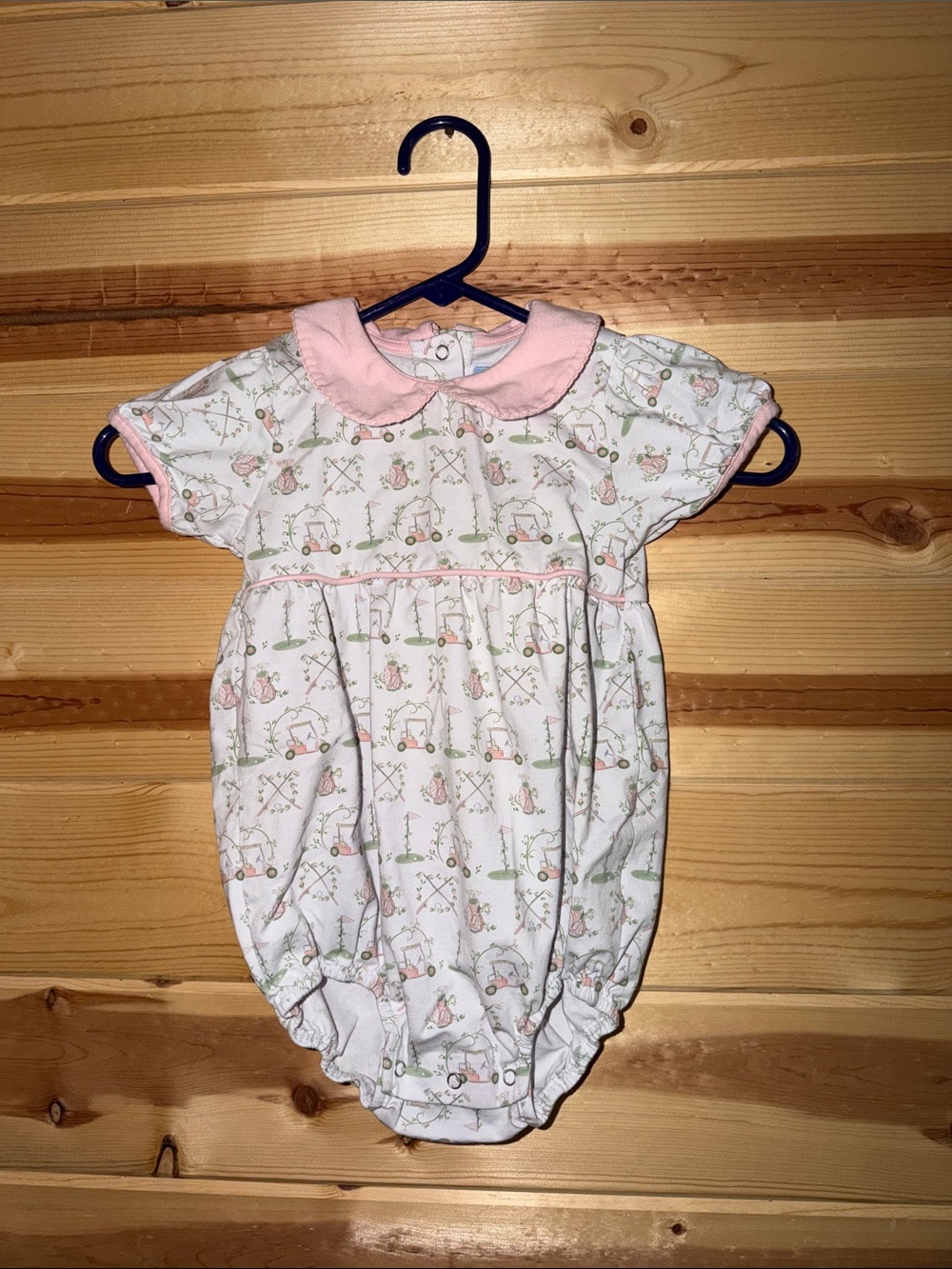Pink Collar Printed Baby One-Piece